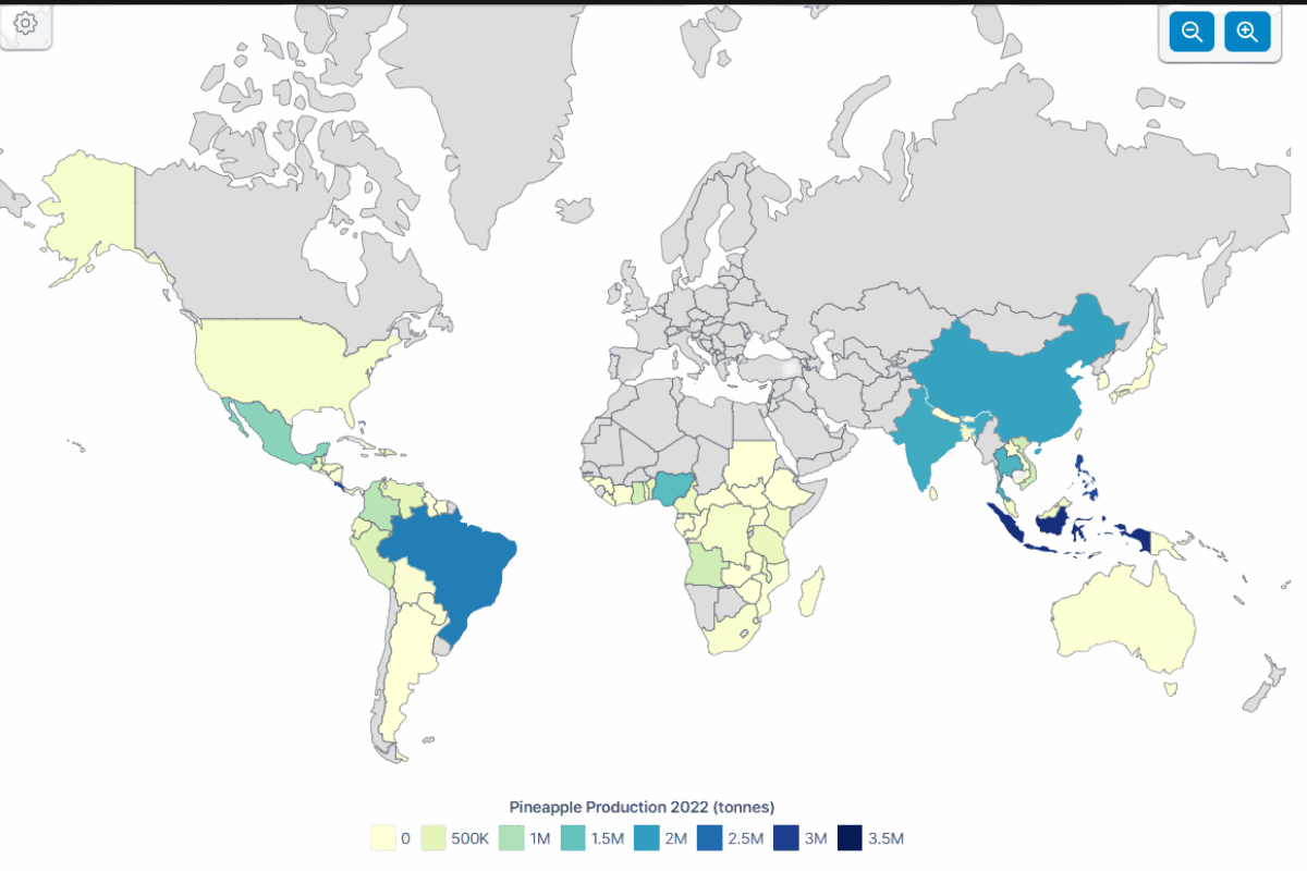 Map of pineapple global production.png